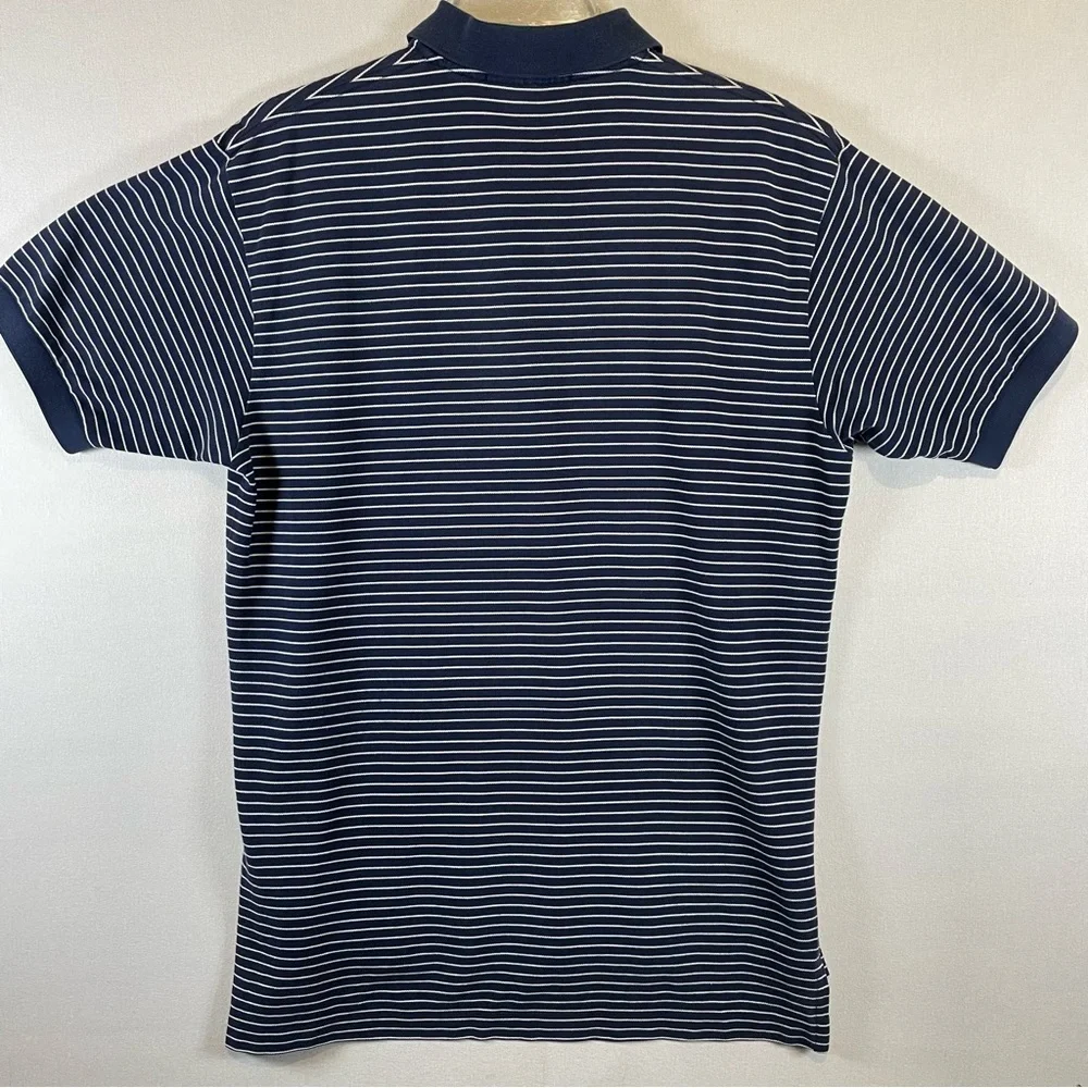 Polo Ralph Lauren Striped Polo Shirt Men’s M Medium Navy Blue Cotton